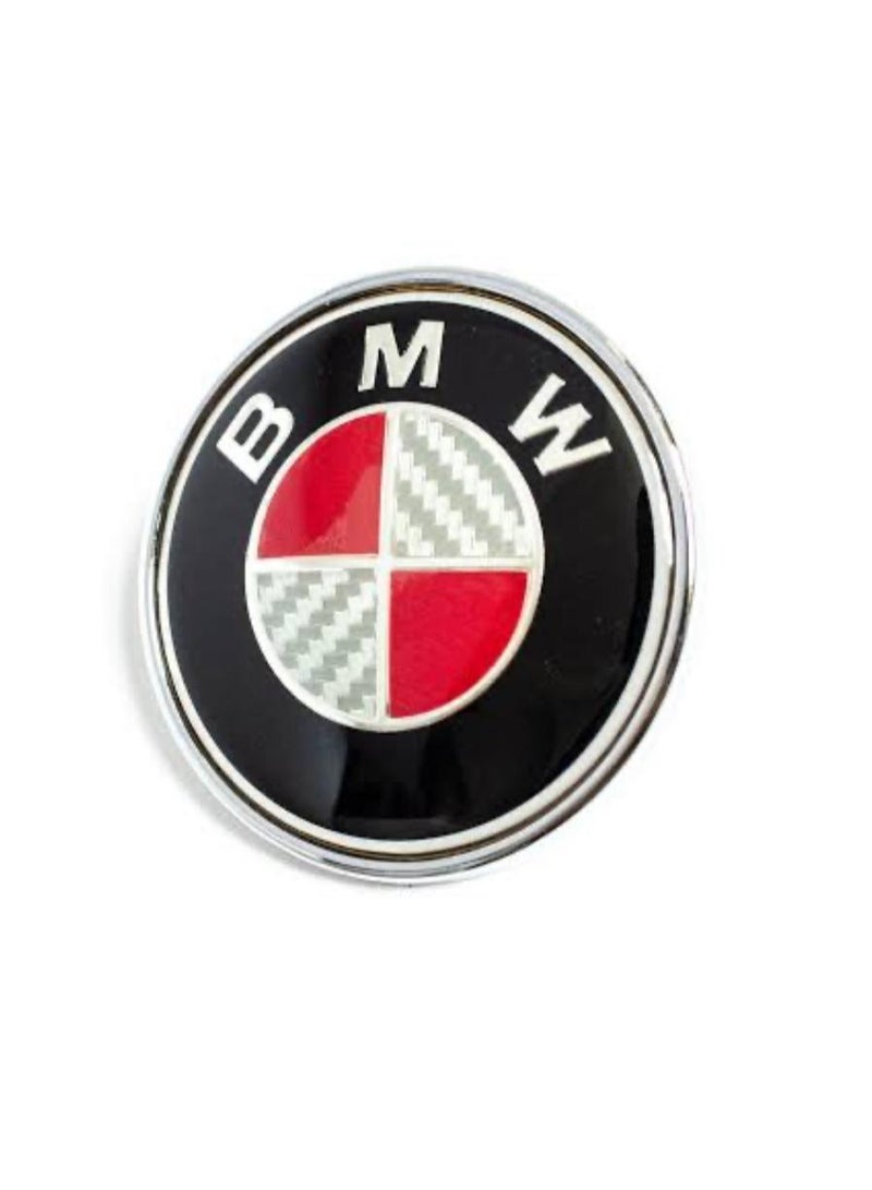 بي إم دبليو علامة شعار أمامي من قطعة واحدة من بي إم دبليو 82 مم - ابيض وأحمر كاربون فايبر - Image 4